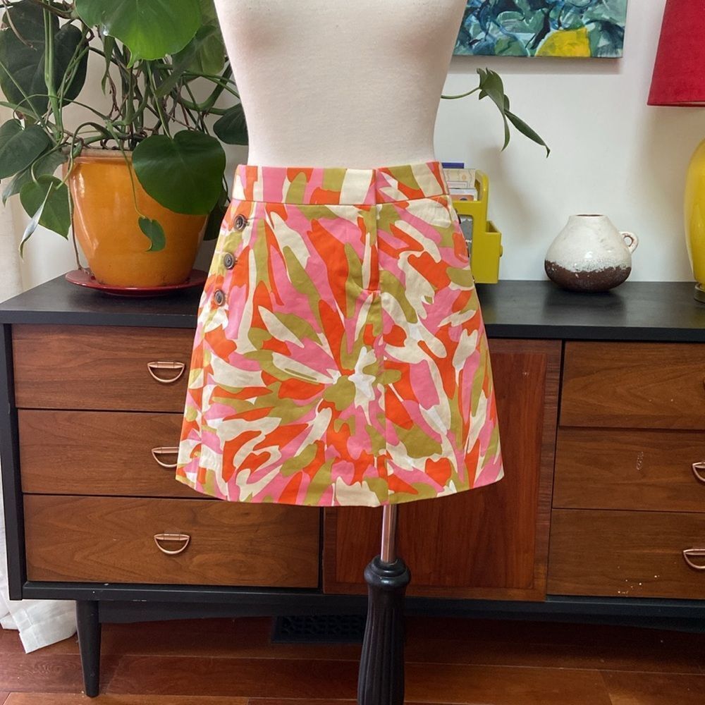 J.CREW Multi-Color Abstract Print Zip Front Skirt